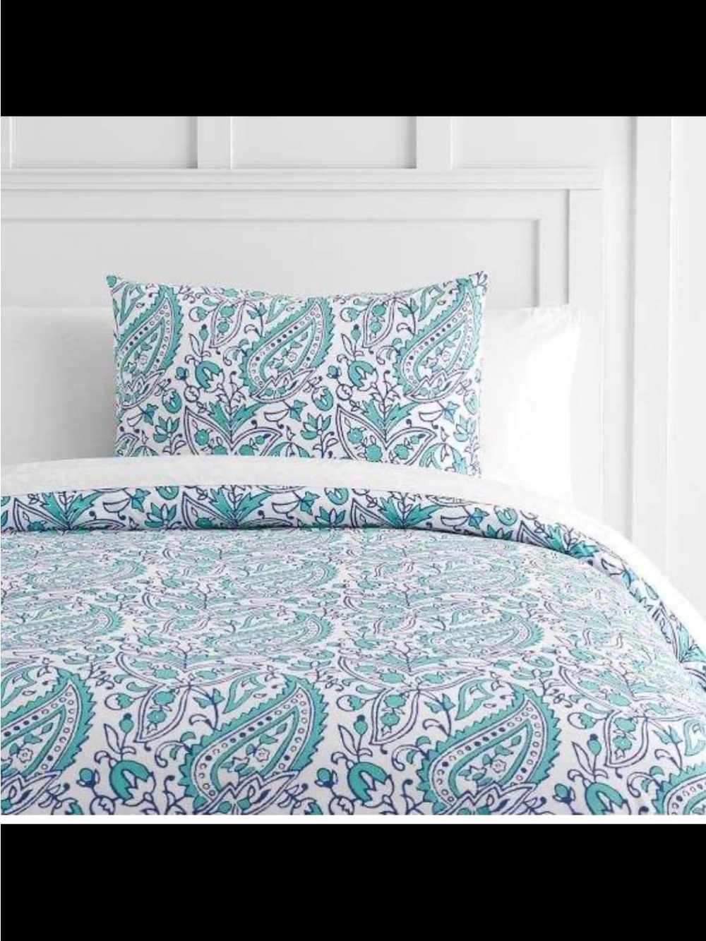 Pottery Barn Teen- Teal Paisley Cotton Duvet Cover Set